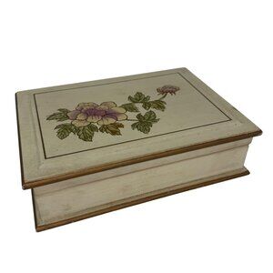 Beautiful Vintage Gunther Mele Jewelry Box Vanity Organization Floral Cream Pink